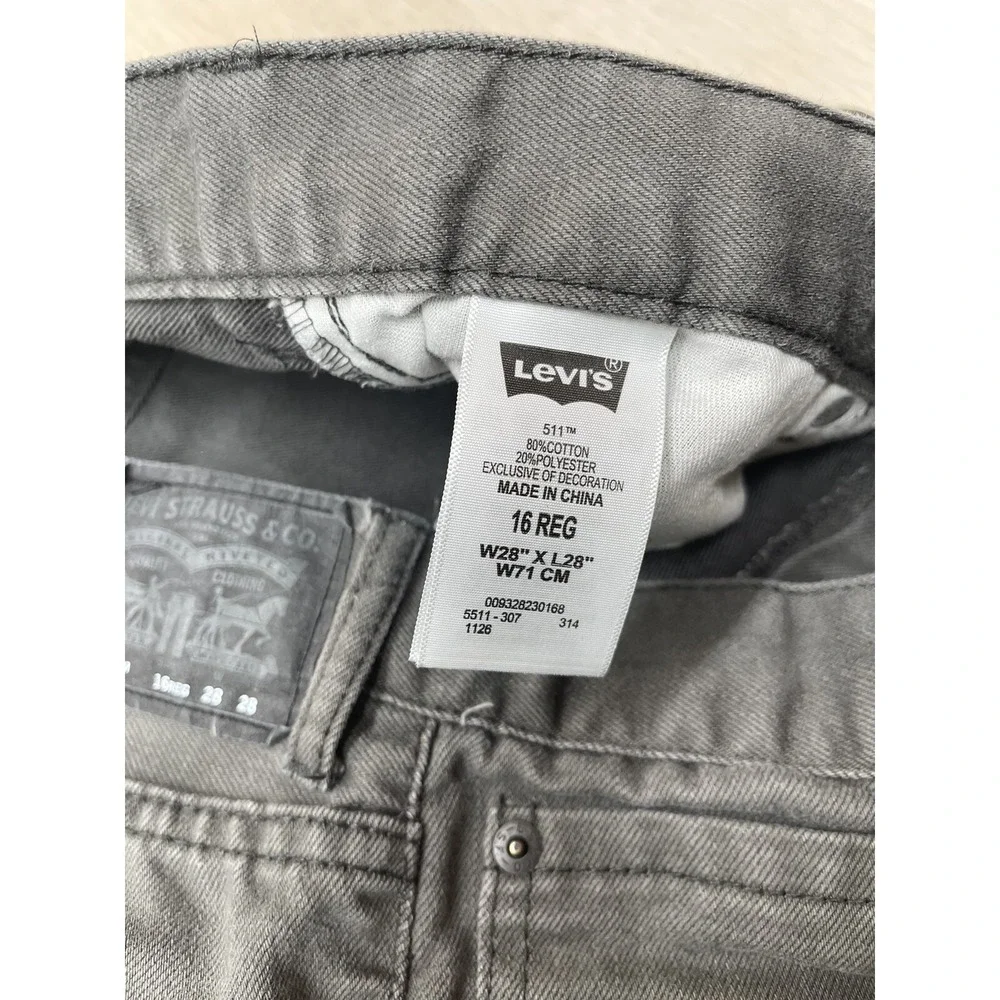 Levi's 511 slim dark Gray wash 16‎ Regular 28x28 Boys Denim Jeans